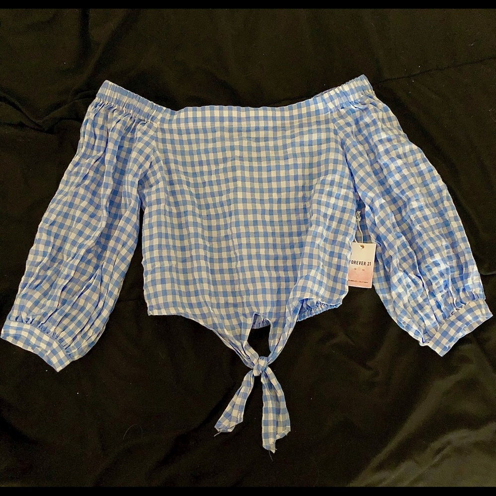 NWT Blue Gingham Forever 21 Top Size Med